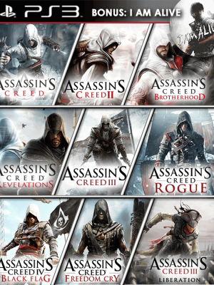 10 JUEGOS EN 1 ASSASSINS CREED MAS I AM ALIVE PS3